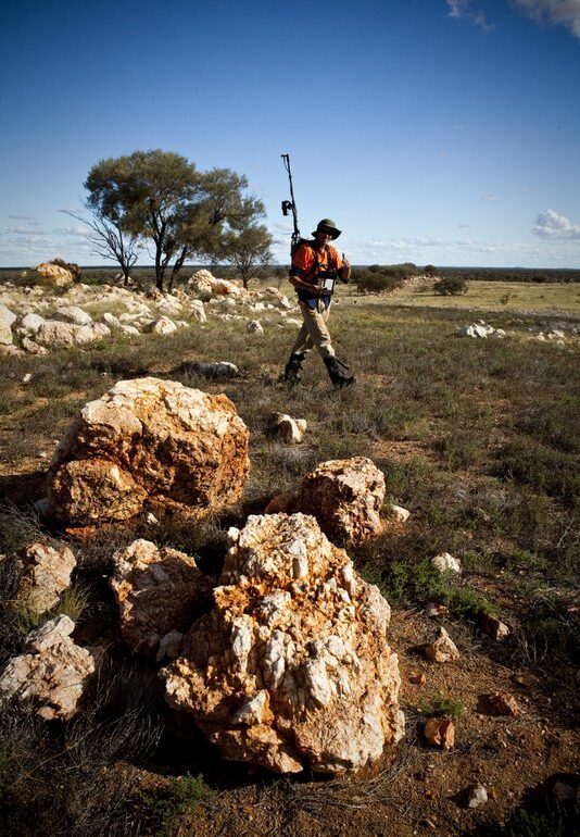 On the straight and narrow. Walking a straight geophysical survey line.